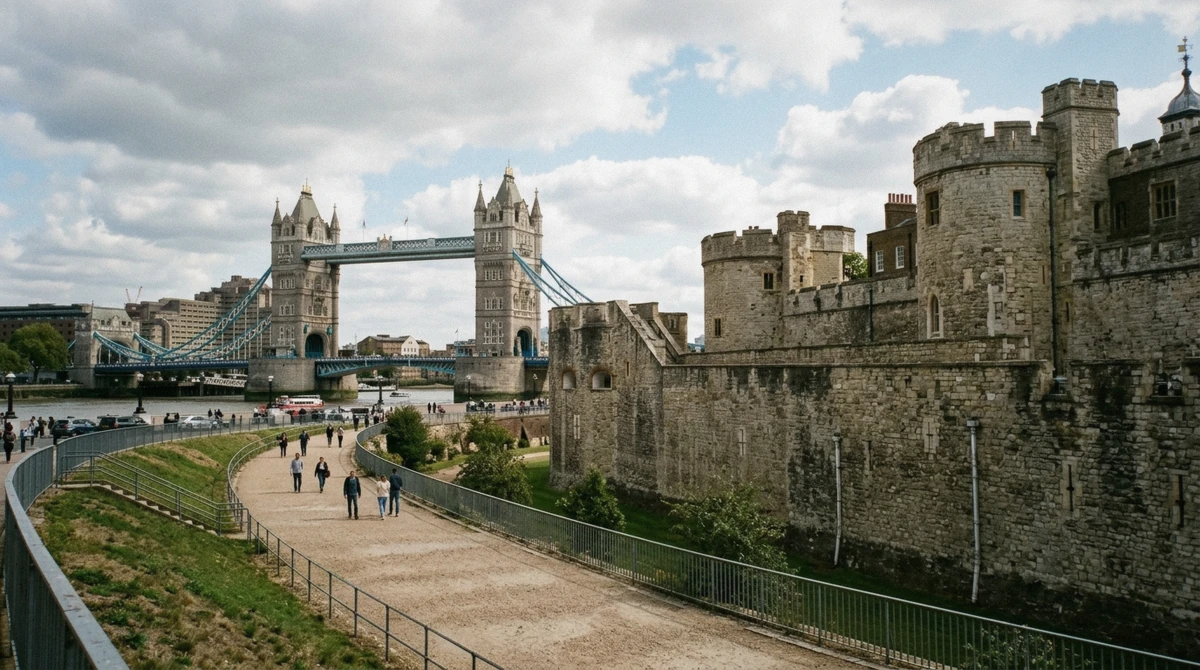 The Tower of London and Tower Bridge in afternoon light on day 1 of a London 2 day itinerary