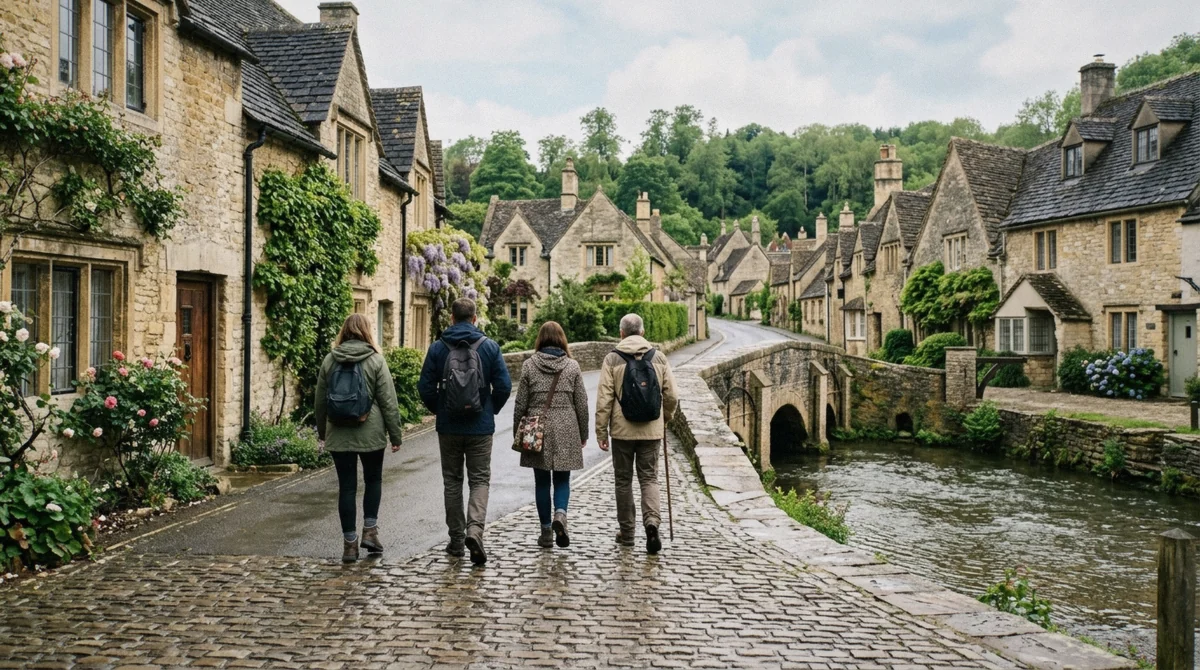 Golden-stone Cotswold cottages and lanes seen on a 2 day tour from London