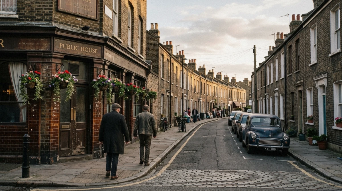 A quiet East End backstreet in Bethnal Green, the setting for a gangster London walking tour through Kray twins territory